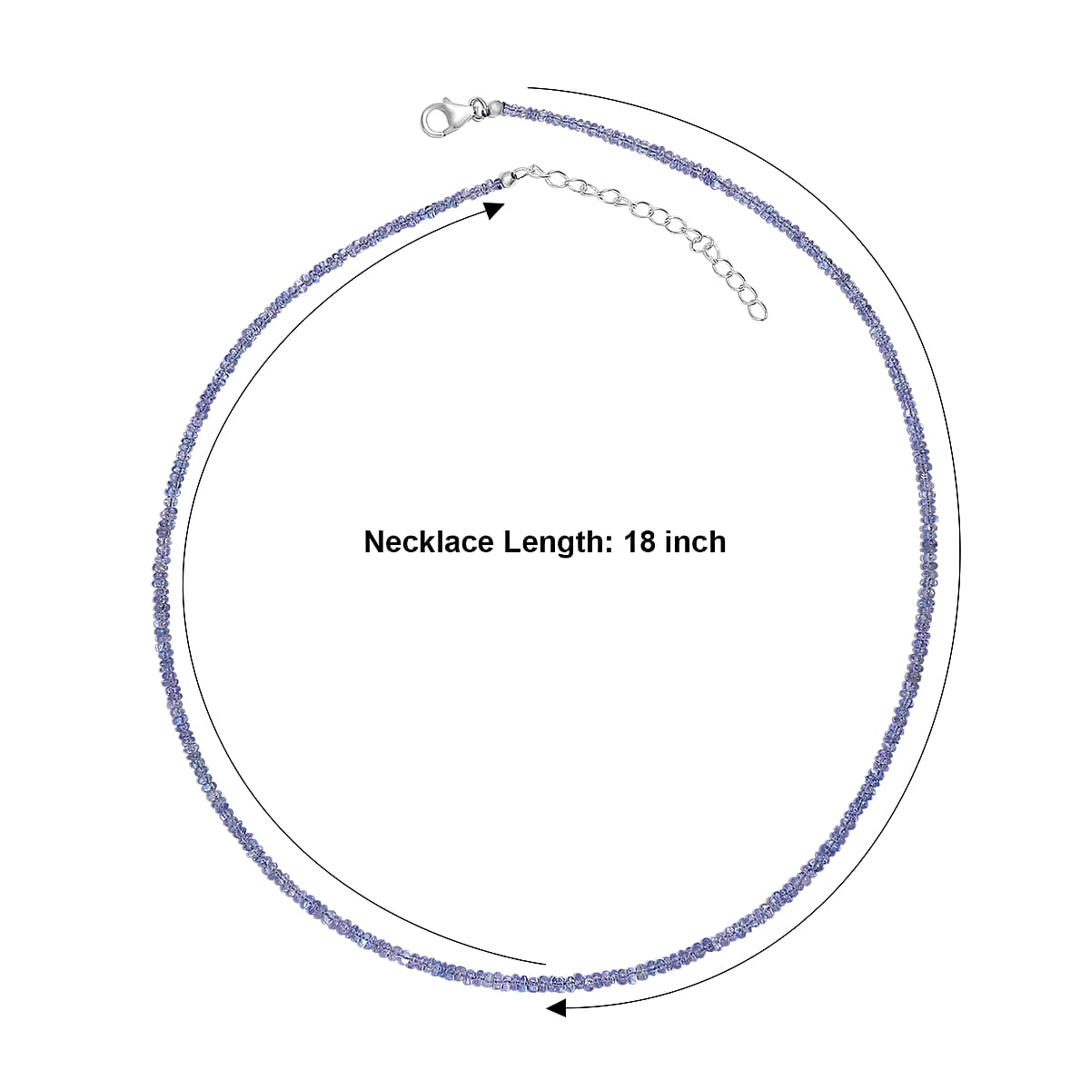 D'Joy Premium Tanzanite 34.00 ctw Beaded Necklace in Rhodium Over Sterling Silver 18-20 Inches  image number 5