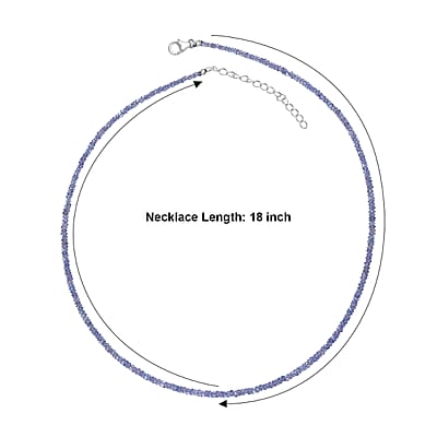 D'Joy Premium Tanzanite 34.00 ctw Beaded Necklace in Rhodium Over Sterling Silver 18-20 Inches