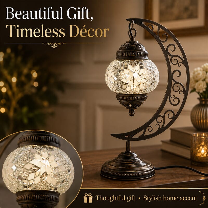 White Crescent Turkish Lamp