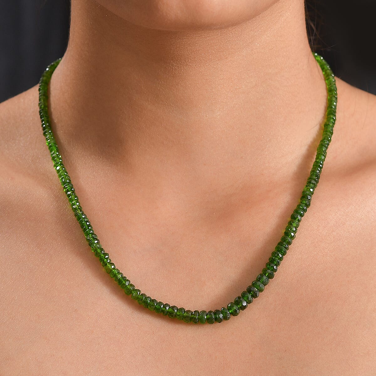 D'Joy Premium Chrome Diopside 83.00 ctw Beaded Necklace in 18K Vermeil Yellow Gold Over Sterling Silver 18-20 Inches  image number 2