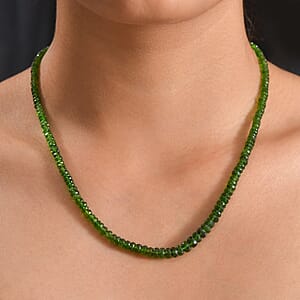 D'Joy Premium Chrome Diopside 83.00 ctw Beaded Necklace in 18K Vermeil Yellow Gold Over Sterling Silver 18-20 Inches 