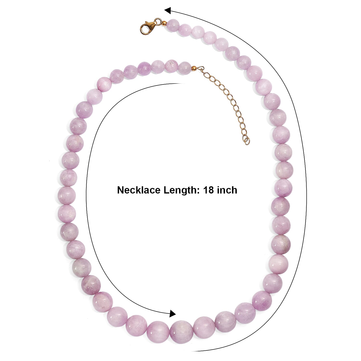 D'Joy Kunzite 340.00 ctw Beaded Necklace in 18K Vermeil Yellow Gold Over Sterling Silver (18-20 Inches)