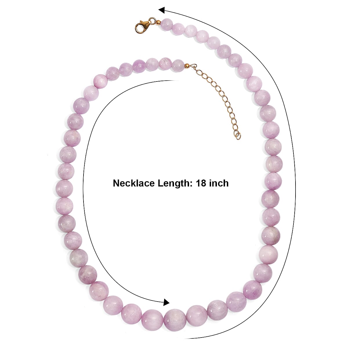 D'Joy Kunzite 340.00 ctw Beaded Necklace (18-20 Inches) in 18K Vermeil Yellow Gold Over Sterling Silver image number 5