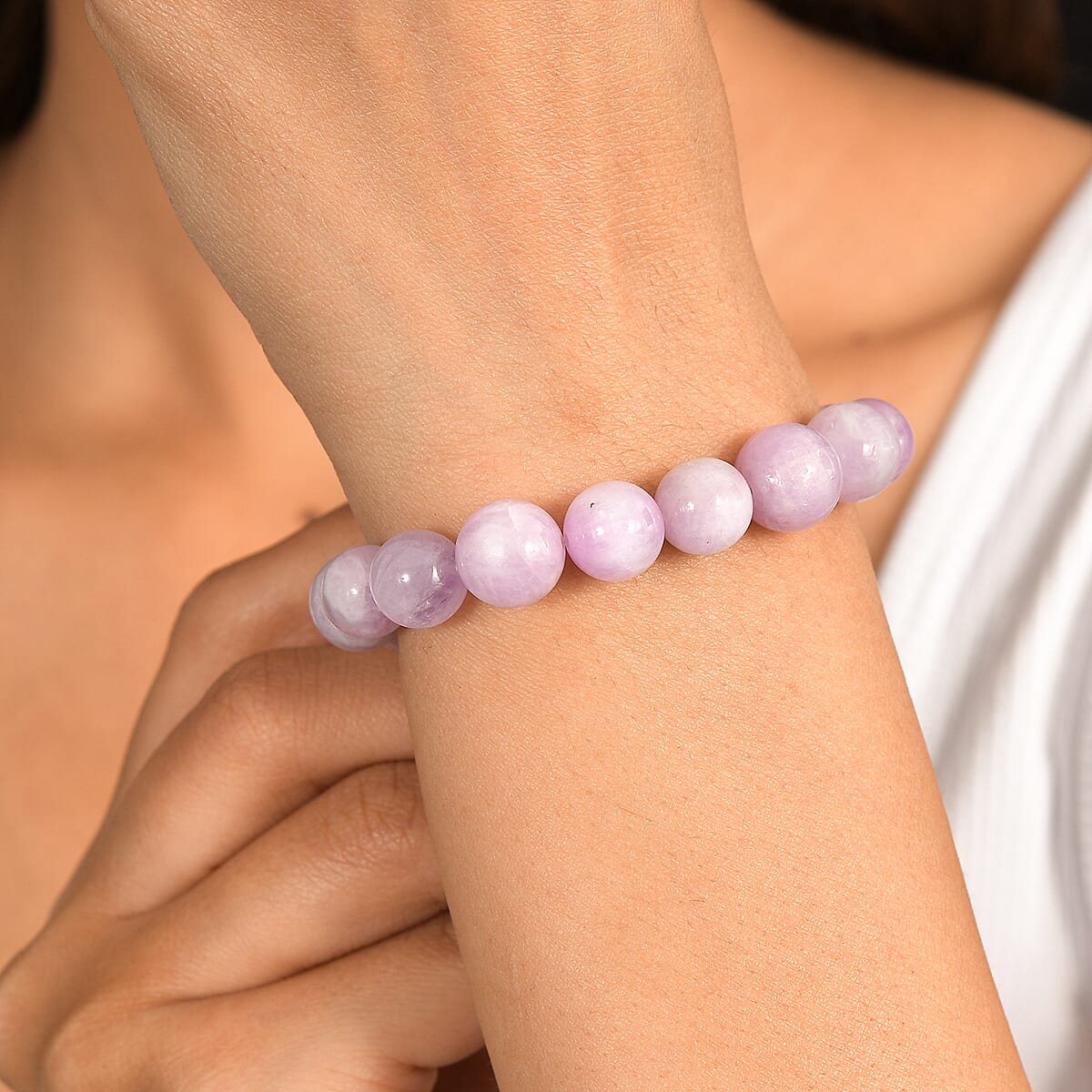 Kunzite 220.00 ctw Beaded Stretch Bracelet image number 2