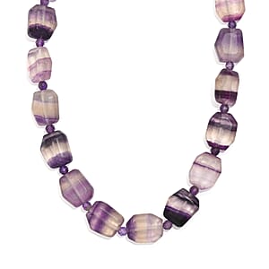 EverTrue Multi Fluorite and African Amethyst 315.00 ctw Beaded Necklace in 18K YG Plated 18 Inches 