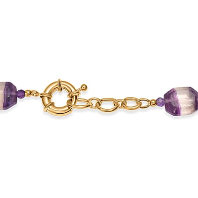 EverTrue Multi Fluorite and African Amethyst 315.00 ctw Beaded Necklace in 18K YG Plated 18 Inches