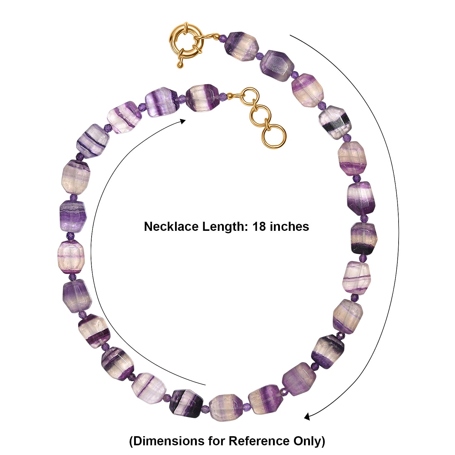EverTrue Multi Fluorite and African Amethyst 315.00 ctw Beaded Necklace in 18K YG Plated 18 Inches
