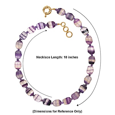 EverTrue Multi Fluorite and African Amethyst 315.00 ctw Beaded Necklace in 18K YG Plated 18 Inches