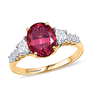 10K Yellow Gold AAA Ouro Fino Rubellite and Luxuriant Lab Grown Diamond G-H SI 3.75 ctw Ring in 10K Yellow Gold (Size 10.0)