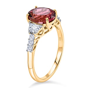 10K Yellow Gold AAA Ouro Fino Rubellite and Luxuriant Lab Grown Diamond G-H SI 3.75 ctw Ring in 10K Yellow Gold (Size 10.0)