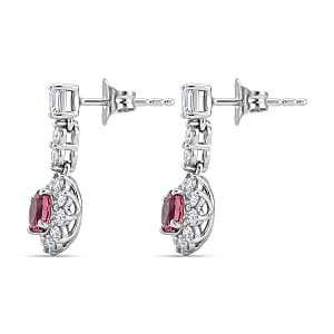 Certified & Appraised D'Joy Ouro Fino Rubellite and Moissanite 2.20 ctw Earrings in Rhodium Over Sterling Silver