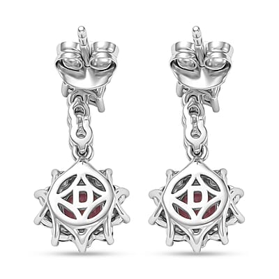 Certified & Appraised D'Joy Ouro Fino Rubellite and Moissanite 2.20 ctw Earrings in Rhodium Over Sterling Silver