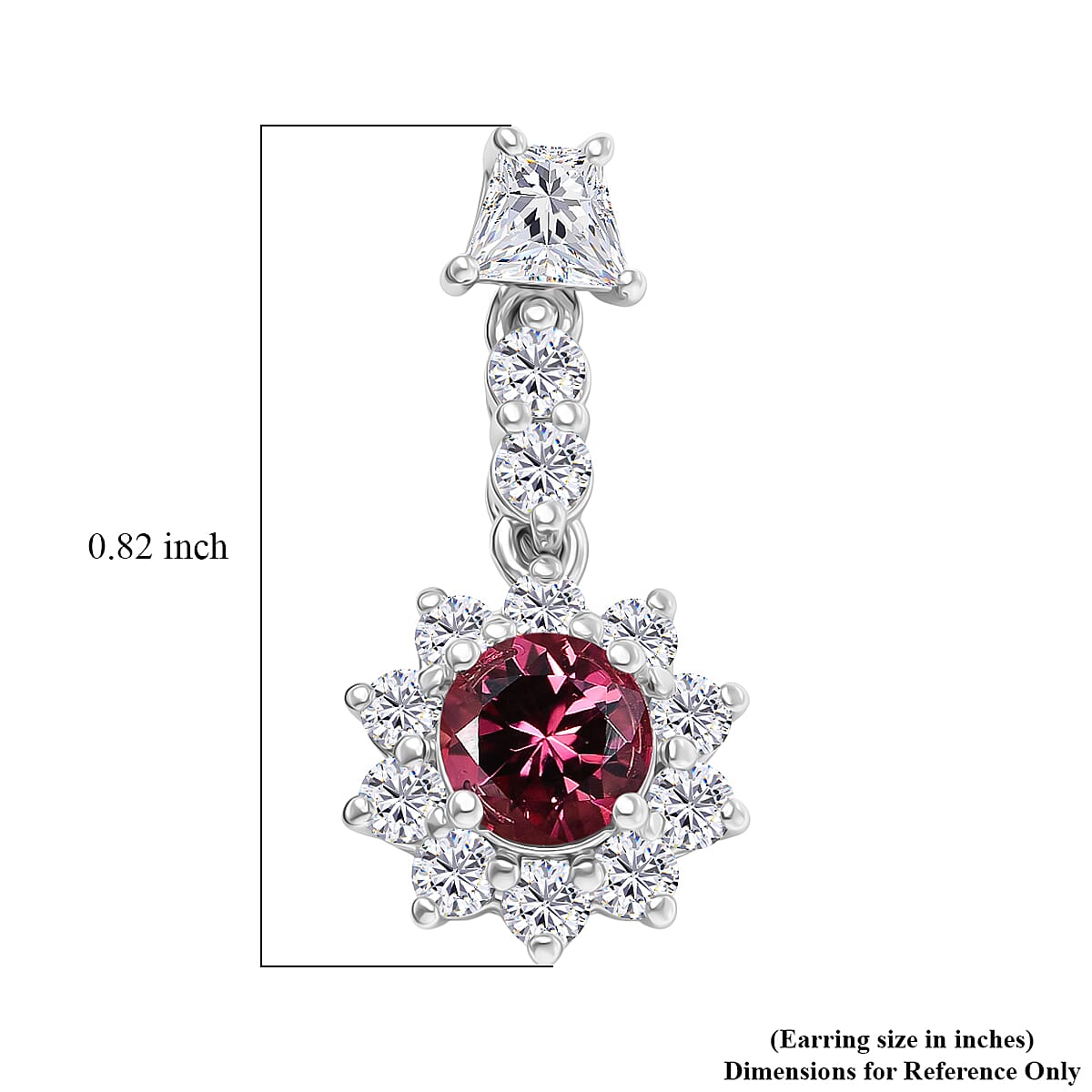 Certified & Appraised D'Joy Ouro Fino Rubellite and Moissanite 2.20 ctw Earrings in Rhodium Over Sterling Silver