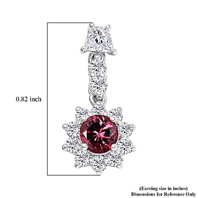 Certified & Appraised D'Joy Ouro Fino Rubellite and Moissanite 2.20 ctw Earrings in Rhodium Over Sterling Silver