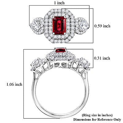 Certified & Appraised D'Joy Premium Ouro Fino Rubellite and Moissanite 2.07 ctw Ring in Rhodium Over Sterling Silver (Size 10.0)
