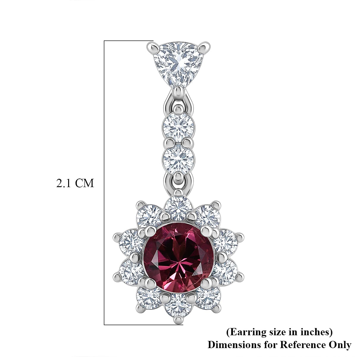 Certified & Appraised D'Joy Premium Ouro Fino Rubellite and Moissanite 2.20 ctw Earrings in Rhodium Over Sterling Silver image number 5