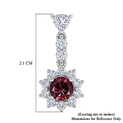 Certified & Appraised D'Joy Premium Ouro Fino Rubellite and Moissanite 2.20 ctw Earrings in Rhodium Over Sterling Silver
