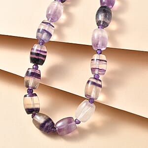 EverTrue Multi Fluorite and African Amethyst 270.00 ctw Beaded Necklace in 18K YG Plated 18 Inches 