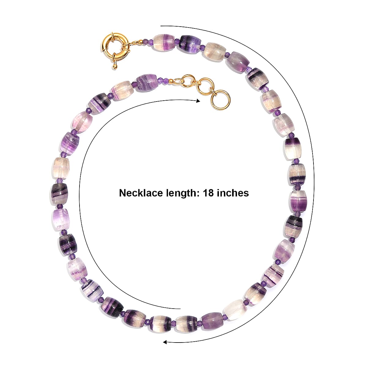 EverTrue Multi Fluorite and African Amethyst 270.00 ctw Beaded Necklace in 18K YG Plated 18 Inches  image number 5
