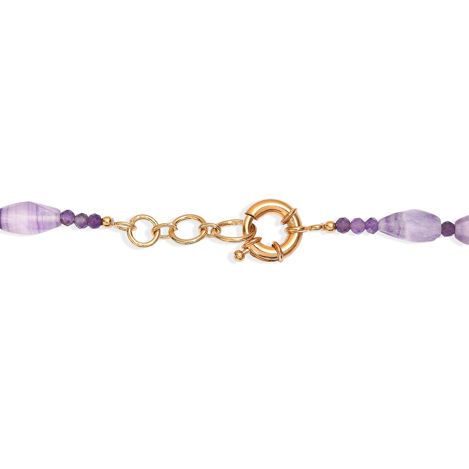 EverTrue Multi Fluorite and African Amethyst 195.00 ctw Beaded Necklace in 18K YG Plated 18 Inches