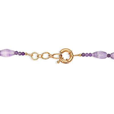 EverTrue Multi Fluorite and African Amethyst 195.00 ctw Beaded Necklace in 18K YG Plated 18 Inches