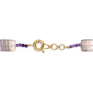 EverTrue Multi Fluorite and African Amethyst 480.00 ctw Beaded Necklace in 18K YG Plated 18 Inches 