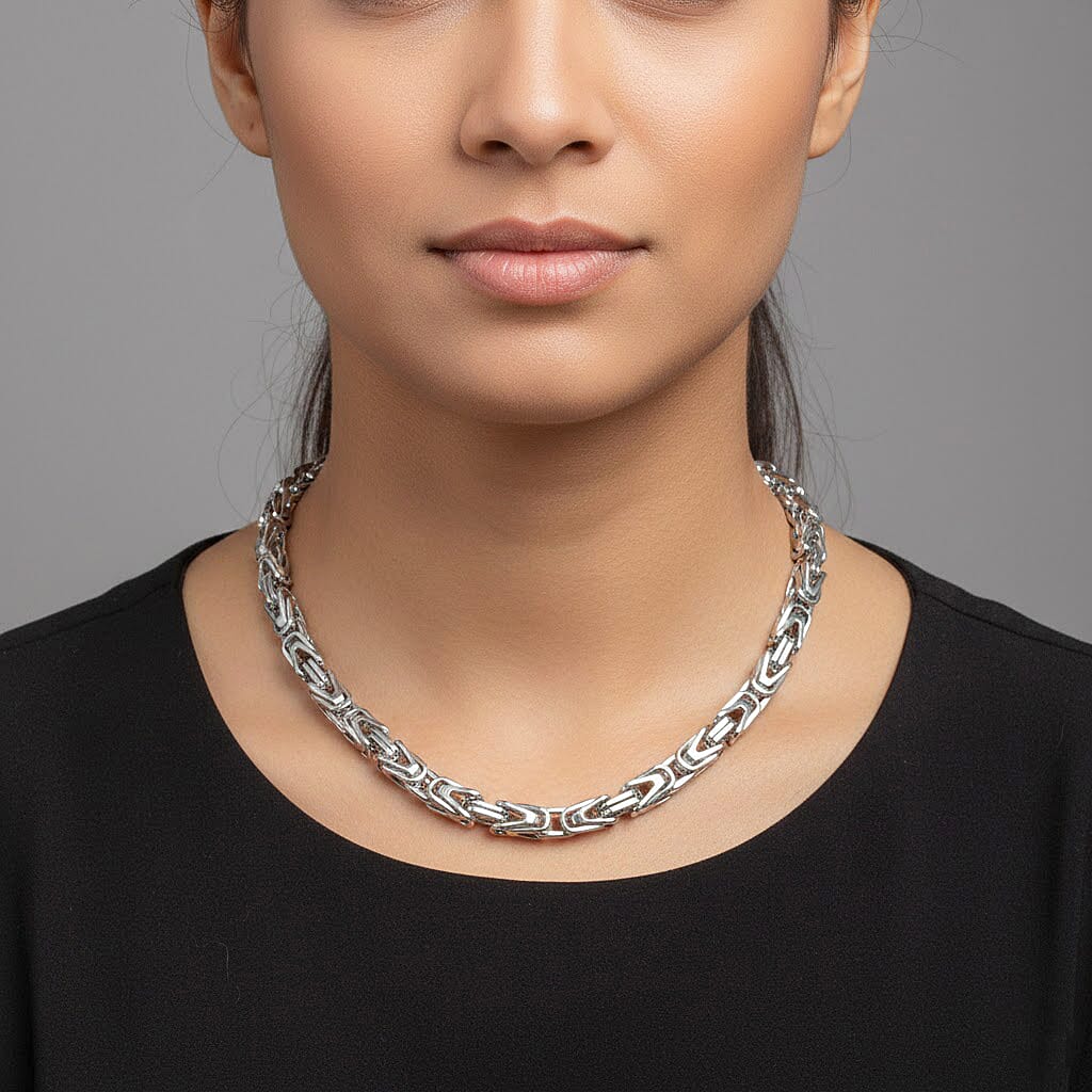 Byzantine Chain Necklace in Stainless Steel 22 Inches 