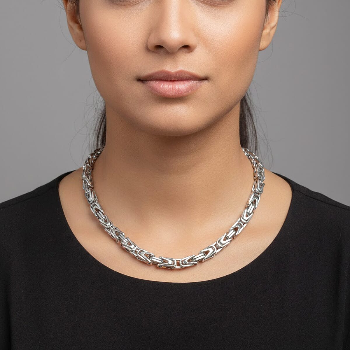 Byzantine Chain Necklace in Stainless Steel 22 Inches  image number 2