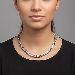 Byzantine Chain Necklace in Stainless Steel 22 Inches 
