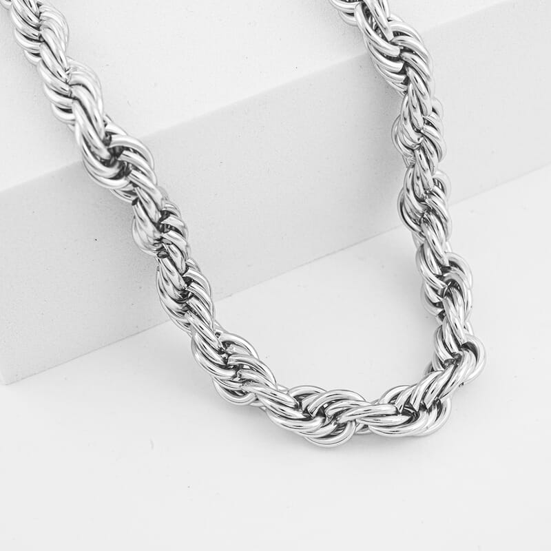 Rope Chain Necklace in Stainless Steel 24 Inches
