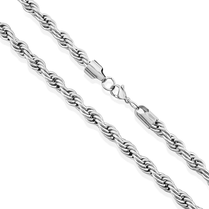 Rope Chain Necklace in Stainless Steel 24 Inches
