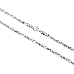 Rock Chain Necklace in Stainless Steel 24 Inches 