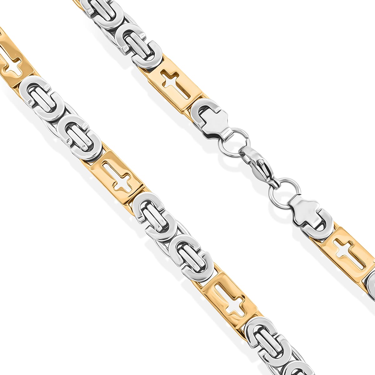 Cross Necklace in ION Plated YG and Stainless Steel 22 Inches  image number 2