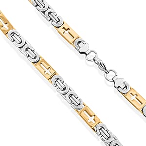 Cross Necklace in ION Plated YG and Stainless Steel 22 Inches 