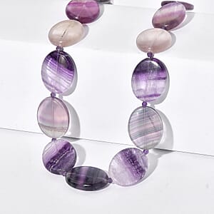 EverTrue Multi Fluorite and African Amethyst 435.00 ctw Beaded Necklace in 18K YG Plated 18 Inches 