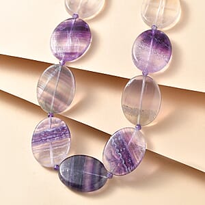 EverTrue Multi Fluorite and African Amethyst 435.00 ctw Beaded Necklace in 18K YG Plated 18 Inches 