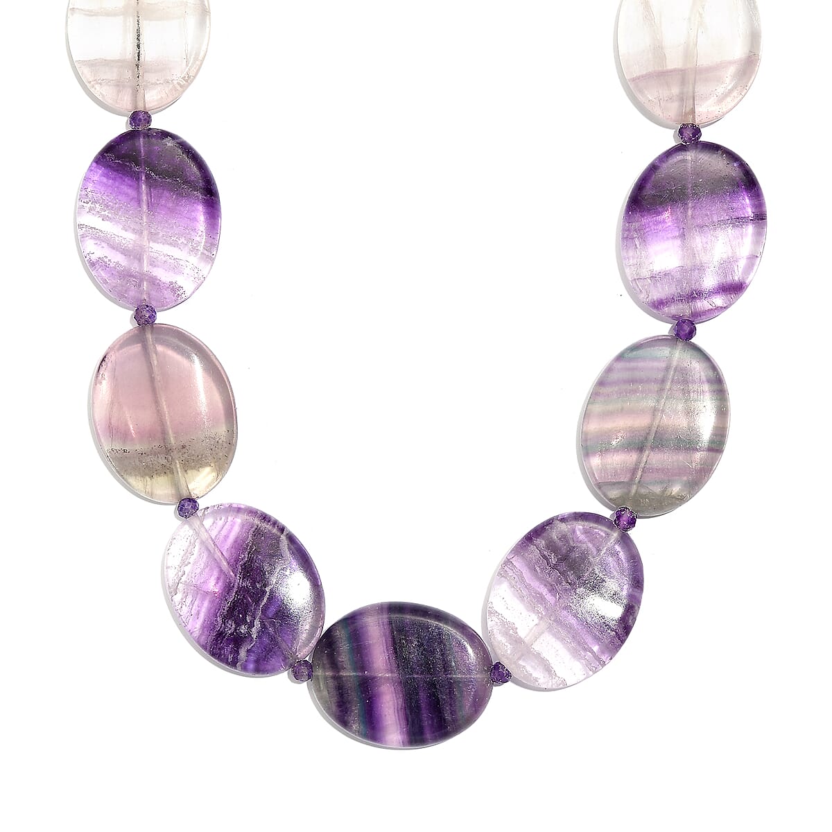 EverTrue Multi Fluorite and African Amethyst 435.00 ctw Beaded Necklace in 18K YG Plated 18 Inches  image number 3