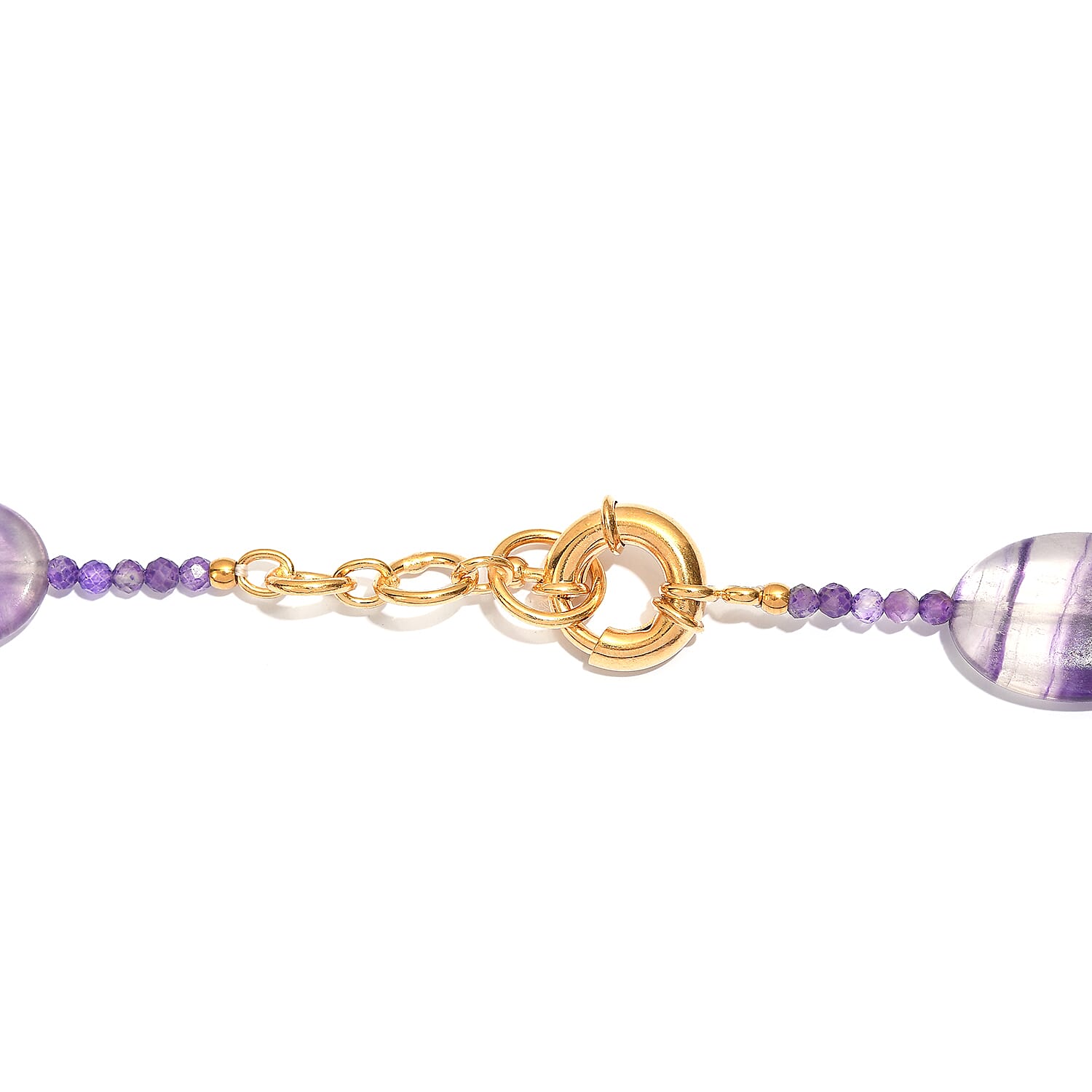 EverTrue Multi Fluorite and African Amethyst 435.00 ctw Beaded Necklace in 18K YG Plated 18 Inches