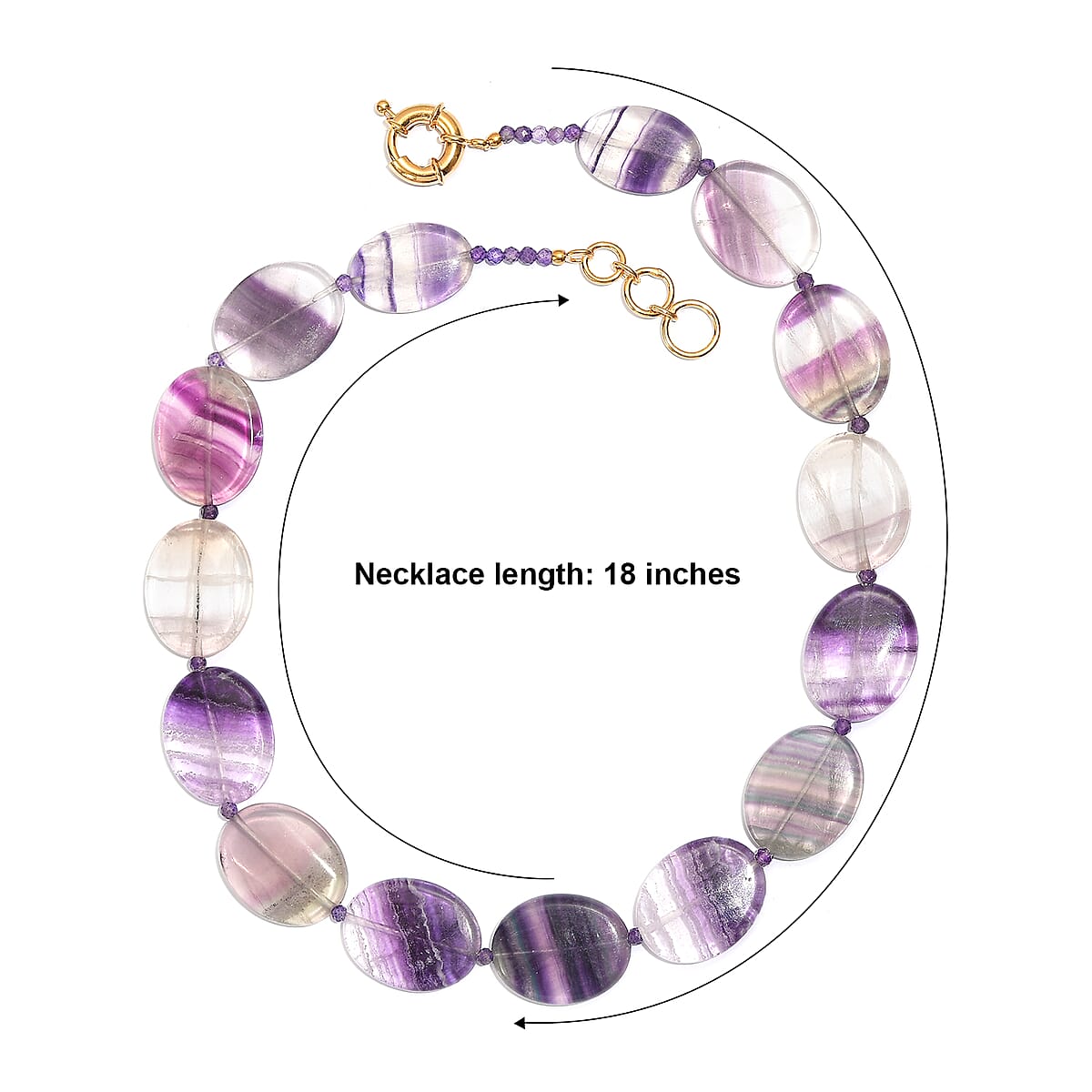 EverTrue Multi Fluorite and African Amethyst 435.00 ctw Beaded Necklace in 18K YG Plated 18 Inches  image number 5