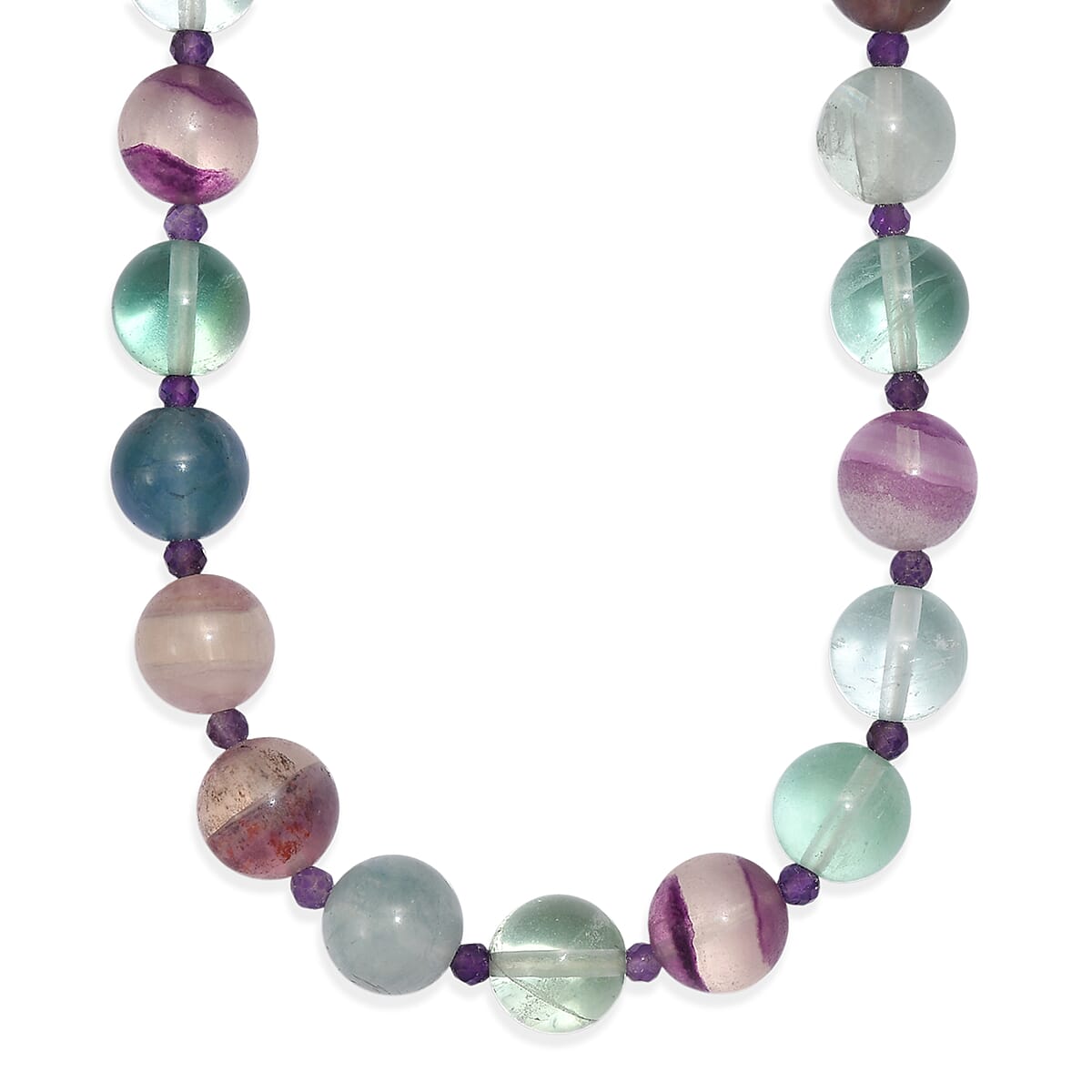 EverTrue Multi Fluorite and African Amethyst 345.00 ctw Beaded Necklace in 18K YG Plated 18 Inches  image number 3