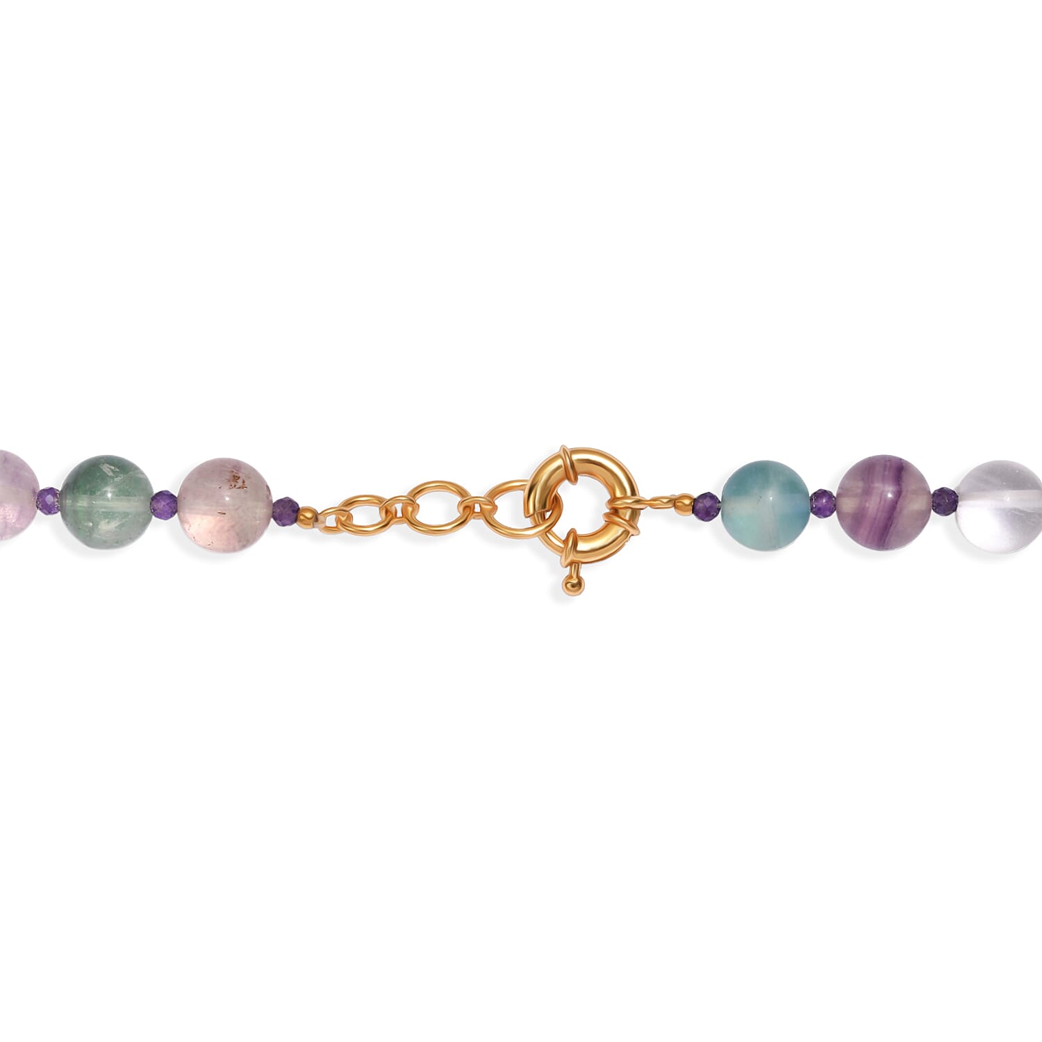 EverTrue Multi Fluorite and African Amethyst 345.00 ctw Beaded Necklace in 18K YG Plated 18 Inches