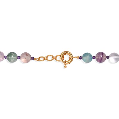 EverTrue Multi Fluorite and African Amethyst 345.00 ctw Beaded Necklace in 18K YG Plated 18 Inches