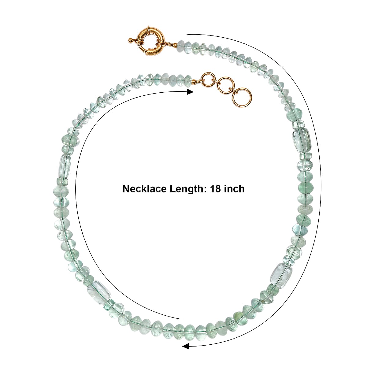 EverTrue Mint Green Fluorite 210.00 ctw Necklace in 18K YG Plated 18 Inches   image number 5