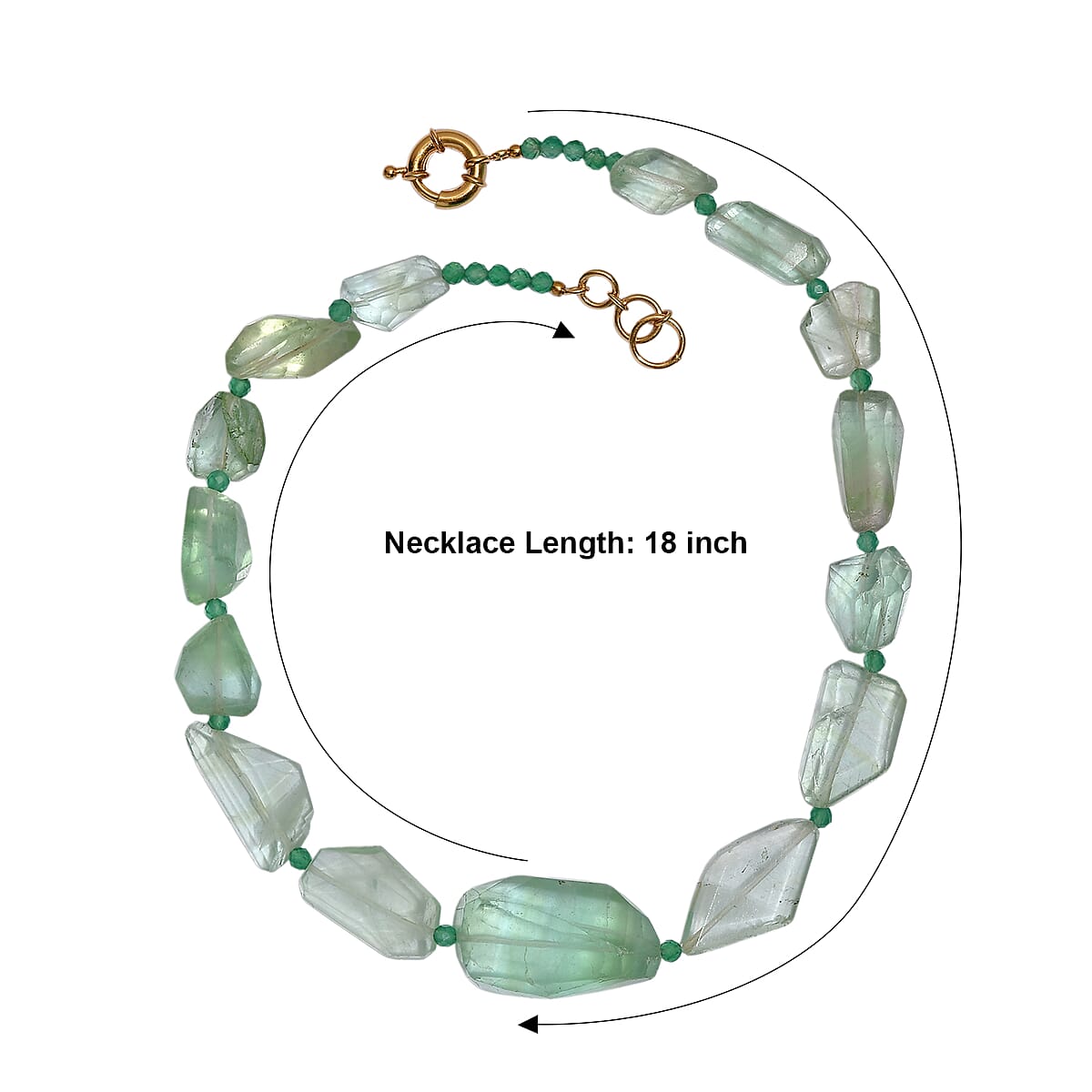 EverTrue Green Onyx and Mint Green Fluorite 575.00 ctw Beaded Necklace in 18K YG Plated 18 Inches   image number 5