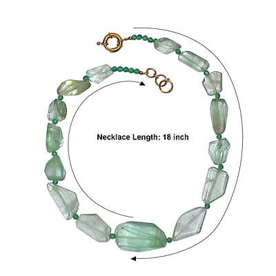 EverTrue Green Onyx and Mint Green Fluorite 575.00 ctw Beaded Necklace in 18K YG Plated 18 Inches