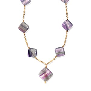 EverTrue Multi Fluorite 205.00 ctw Beaded Necklace in ION Plated YG Stainless Steel 24 Inches 
