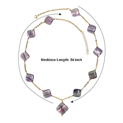 EverTrue Multi Fluorite 205.00 ctw Beaded Necklace in ION Plated YG Stainless Steel 24 Inches
