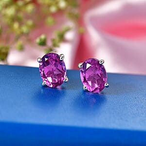D'Joy African Lilac Quartz (Triplet) 3.00 ctw Solitaire Stud Earrings Sterling Silver