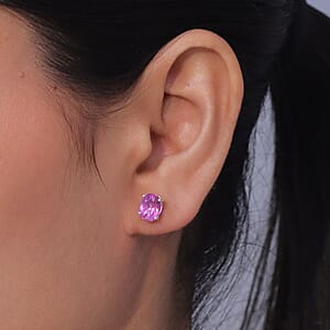 D'Joy African Lilac Quartz (Triplet) 3.00 ctw Solitaire Stud Earrings Sterling Silver
