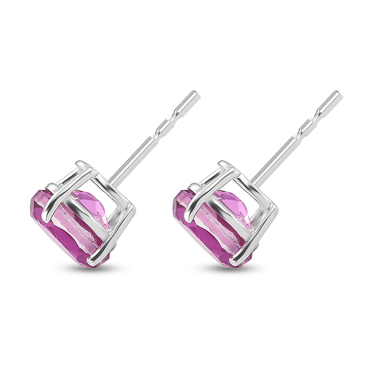 D'Joy African Lilac Quartz (Triplet) 3.00 ctw Solitaire Stud Earrings Sterling Silver image number 3